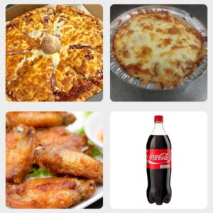 Combo #2 - 1 Medium Pizza, Lasagna, 1 lb wing and 2 litre of pop